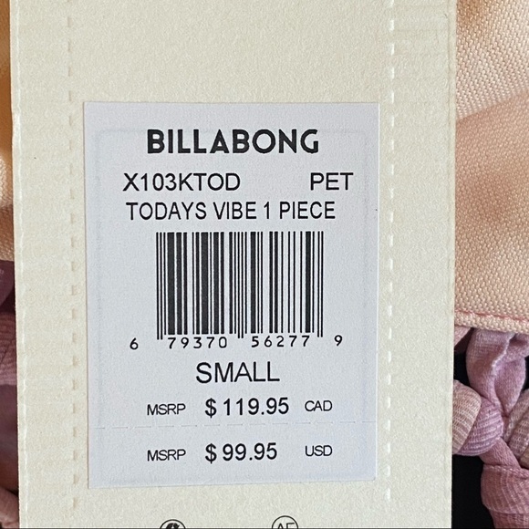 NEW Billabong Women's Today's Vibe Macrame One Piece Swimsuit Petal Sz Small NWT - Picture 5 of 6